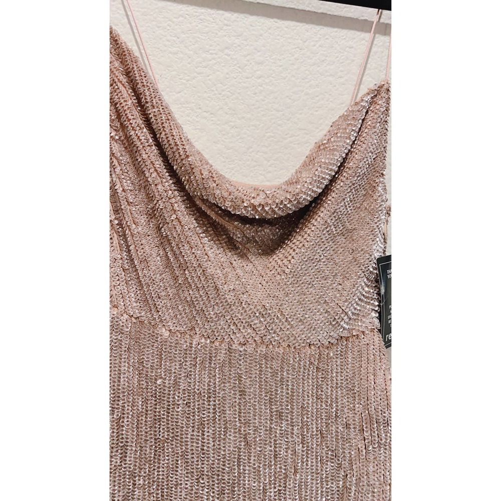 Retrofete Blush Gold Sequin Cowl-Neck Maxi Dress with High Slit - Picture 7 of 9